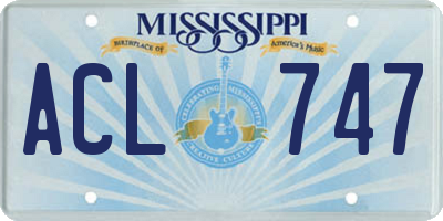 MS license plate ACL747