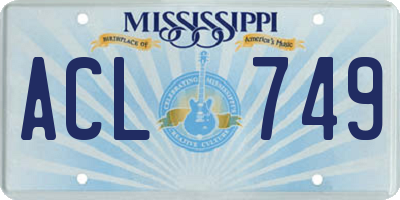 MS license plate ACL749