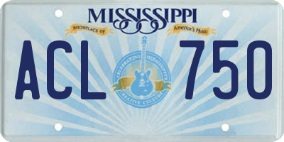 MS license plate ACL750