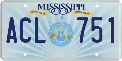 MS license plate ACL751
