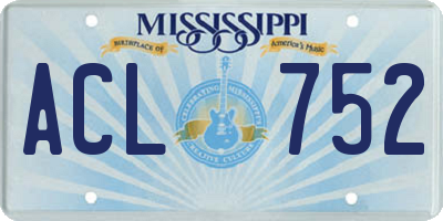 MS license plate ACL752