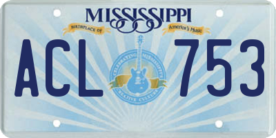 MS license plate ACL753
