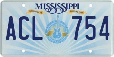 MS license plate ACL754