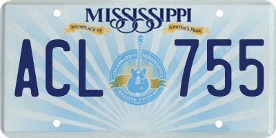MS license plate ACL755