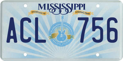 MS license plate ACL756