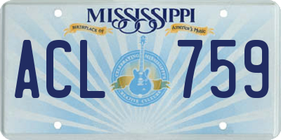 MS license plate ACL759