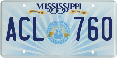 MS license plate ACL760
