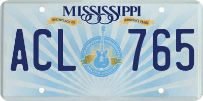MS license plate ACL765