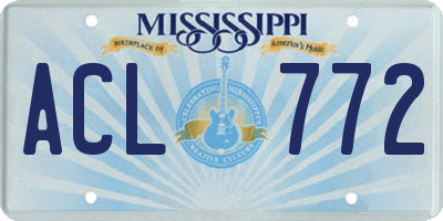 MS license plate ACL772