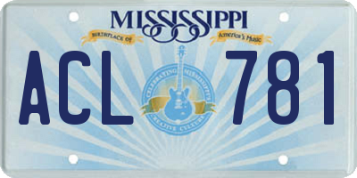 MS license plate ACL781