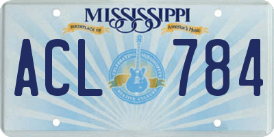 MS license plate ACL784