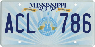 MS license plate ACL786