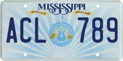 MS license plate ACL789