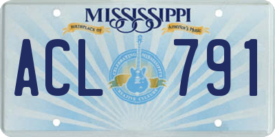 MS license plate ACL791