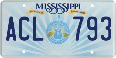 MS license plate ACL793