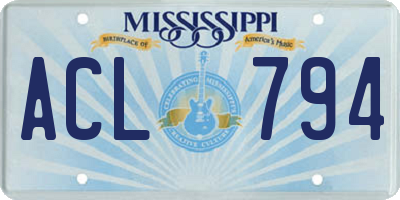 MS license plate ACL794