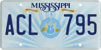 MS license plate ACL795