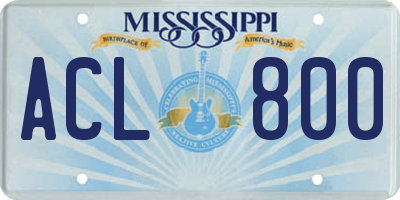 MS license plate ACL800