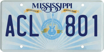 MS license plate ACL801