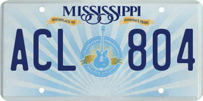 MS license plate ACL804