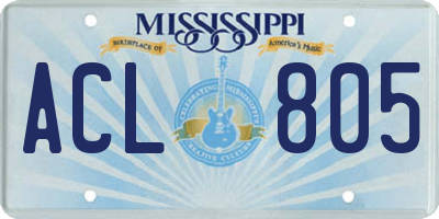 MS license plate ACL805