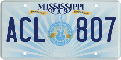 MS license plate ACL807