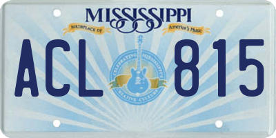 MS license plate ACL815