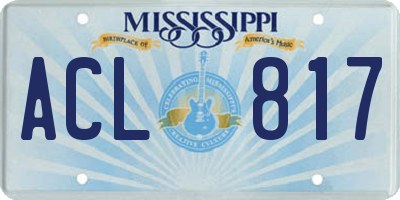 MS license plate ACL817