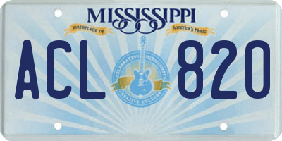MS license plate ACL820