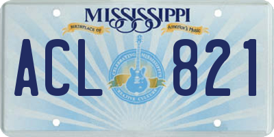 MS license plate ACL821