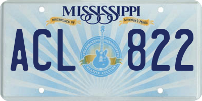 MS license plate ACL822