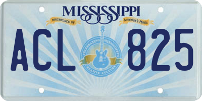 MS license plate ACL825