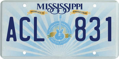 MS license plate ACL831