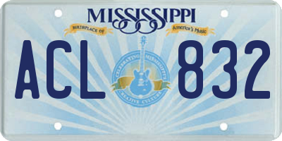 MS license plate ACL832