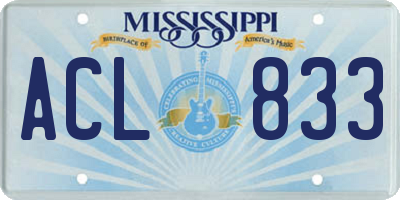 MS license plate ACL833