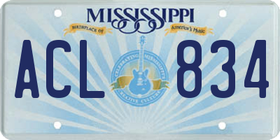 MS license plate ACL834