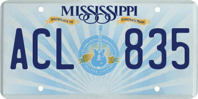 MS license plate ACL835