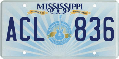 MS license plate ACL836
