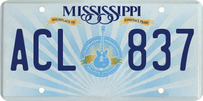 MS license plate ACL837