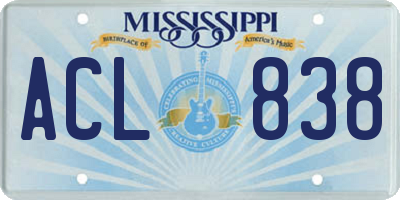 MS license plate ACL838
