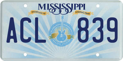 MS license plate ACL839