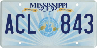 MS license plate ACL843