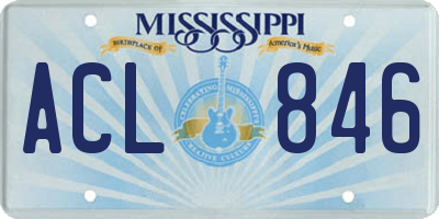 MS license plate ACL846