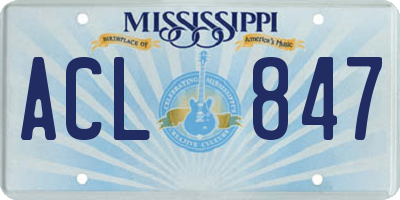 MS license plate ACL847