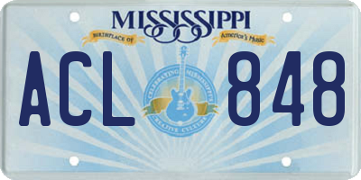 MS license plate ACL848