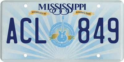 MS license plate ACL849