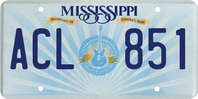 MS license plate ACL851