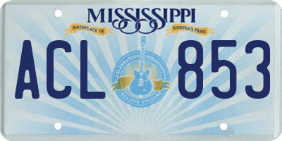 MS license plate ACL853