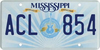 MS license plate ACL854