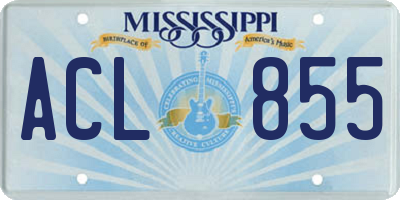 MS license plate ACL855